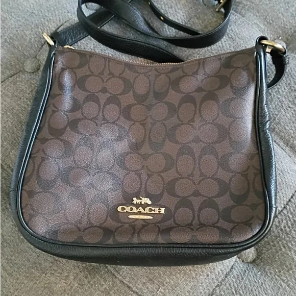 Coach Signature Brown and Black Leather Bag - Picture 5 of 6